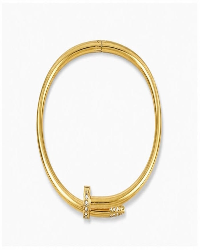 Anti tarnished nail style crystal bangle