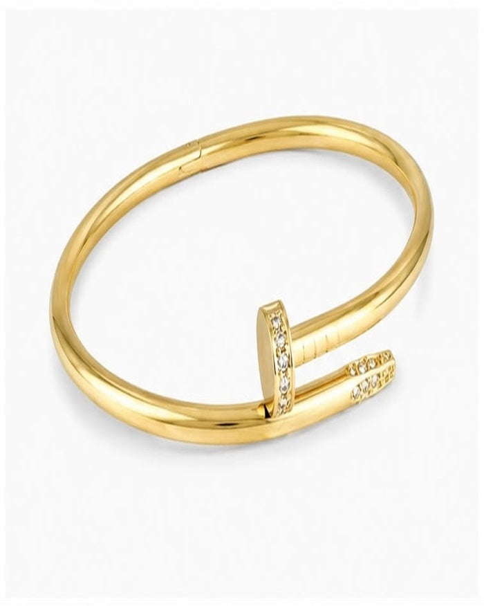 Anti tarnished nail style crystal bangle