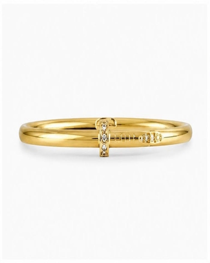 Anti tarnished nail style crystal bangle